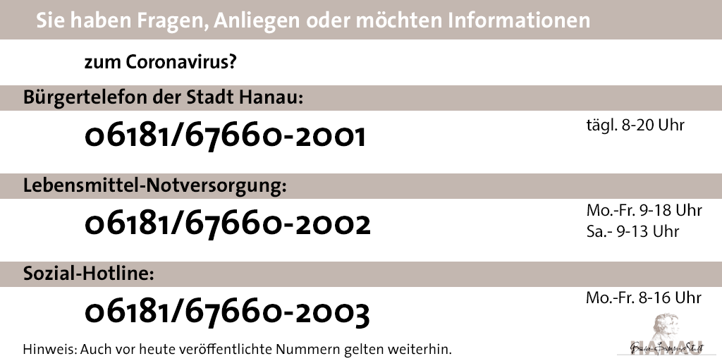 04 Hotlines Coronavirus Hanau